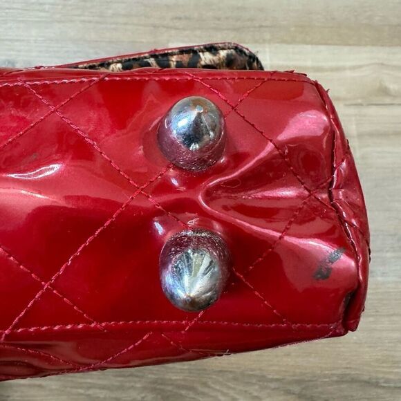 Y2K Lux De Ville Red Shiny Quilted Shoulder Bag Retro Rockabilly Gothic Rocker - Picture 4 of 9